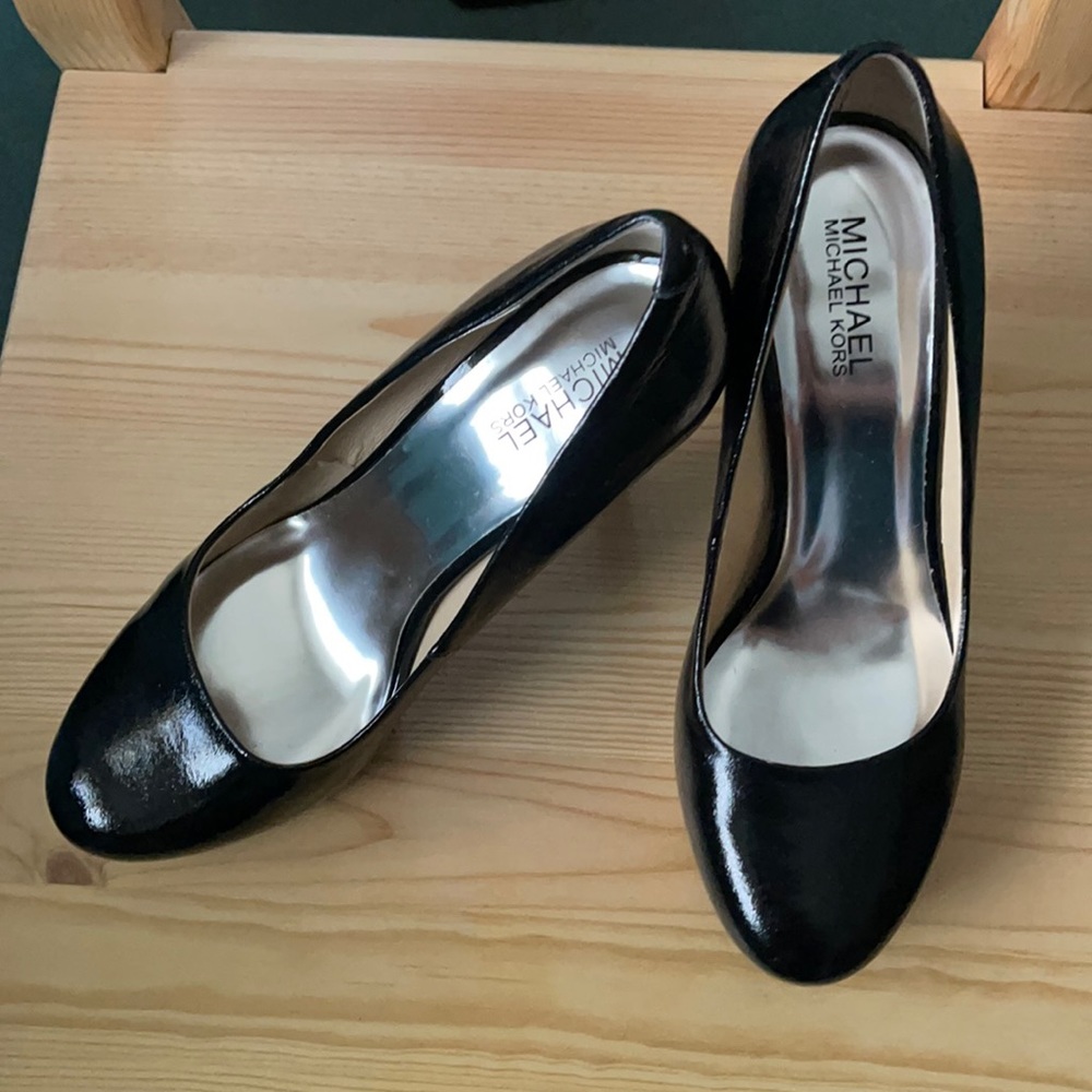 Michael Kors Black Patent Leather and Cork Heels